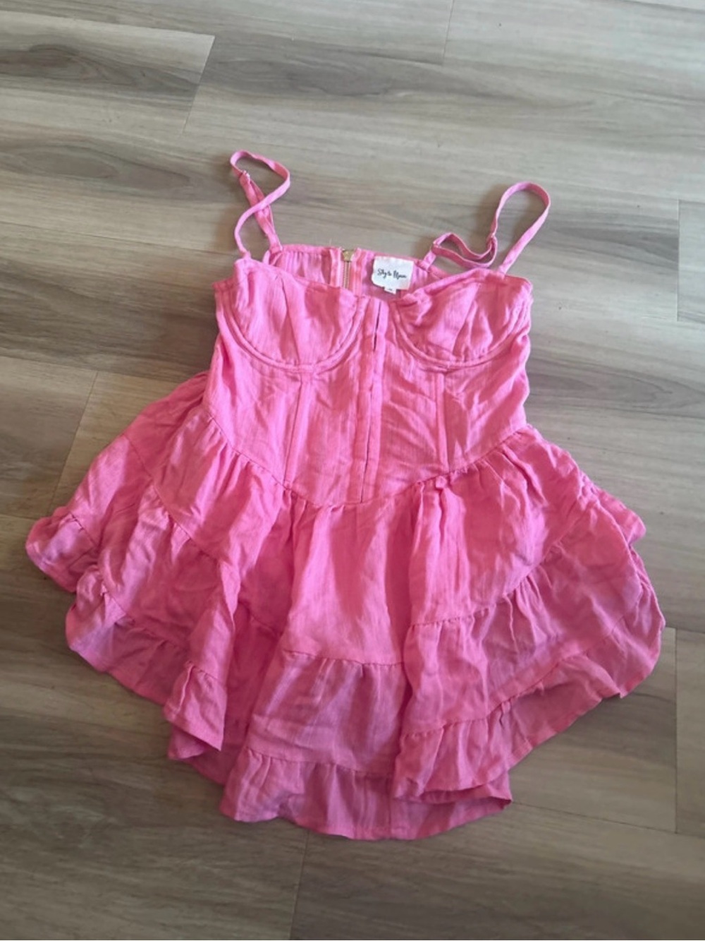 Pink Ruffled Mini Dress with Sweetheart Bodice